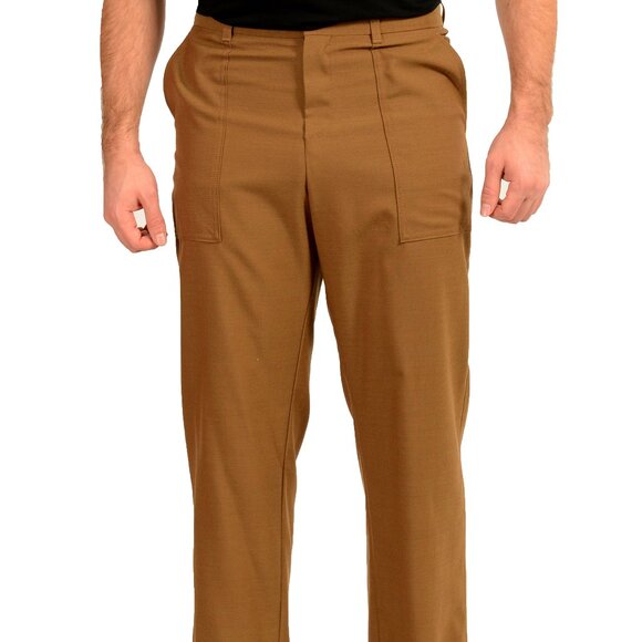 Hugo Boss Men's "C-Pitt-Patch-253" 100%Wool Brown Relaxed Fit Pants US 32R IT 48 - Picture 1 of 5